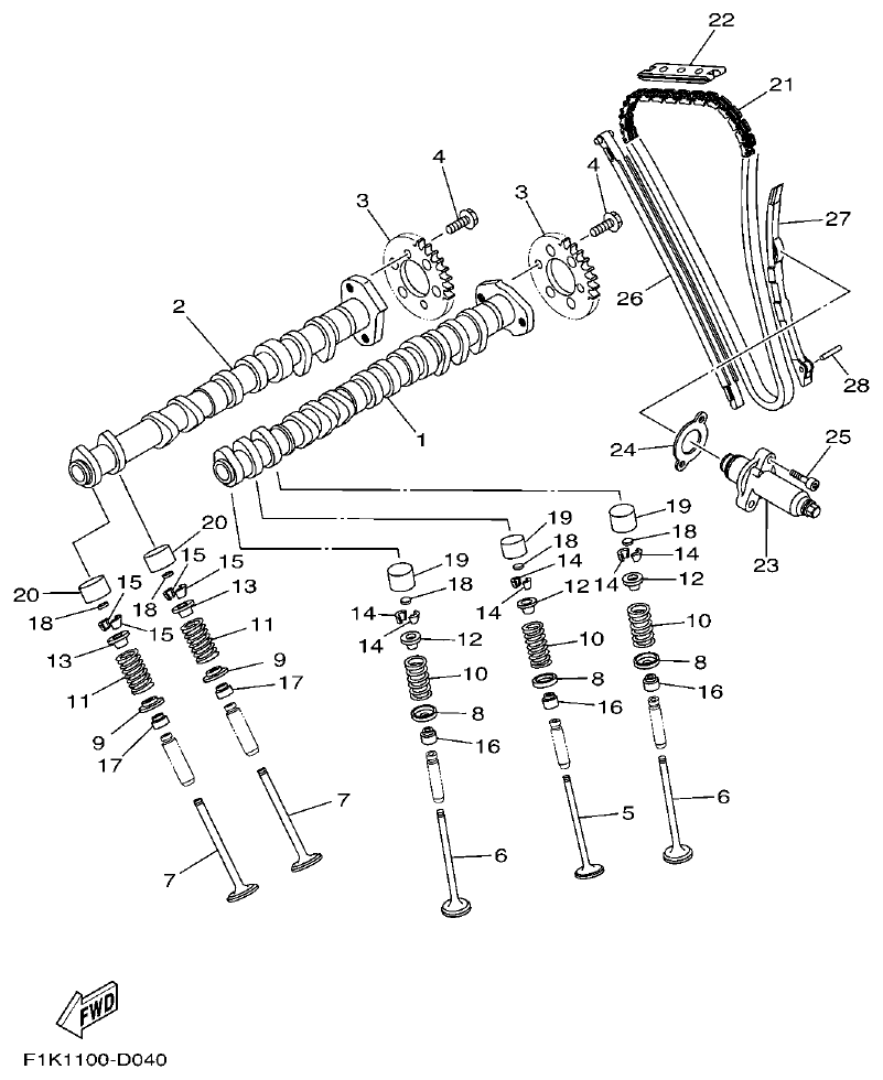 Yamaha F2NN VALVE parts diagram